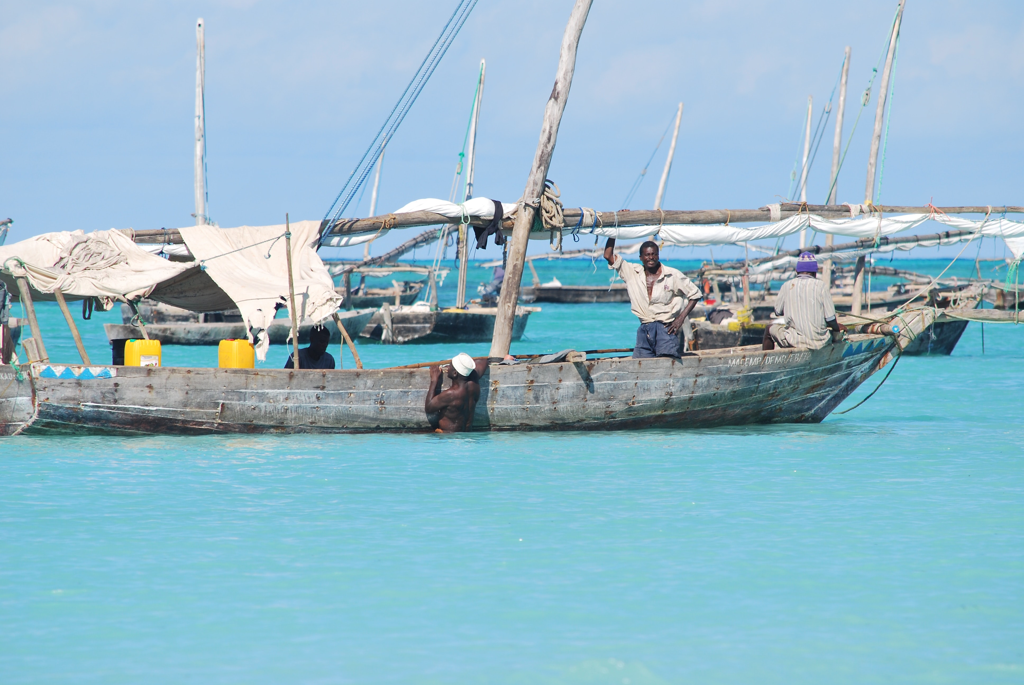 zambian fishers in boat