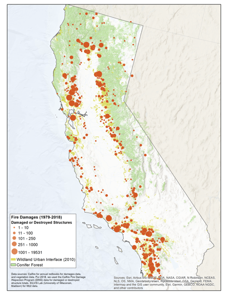 Long-term CA wildfire data shows increasing trends in damages over the ...