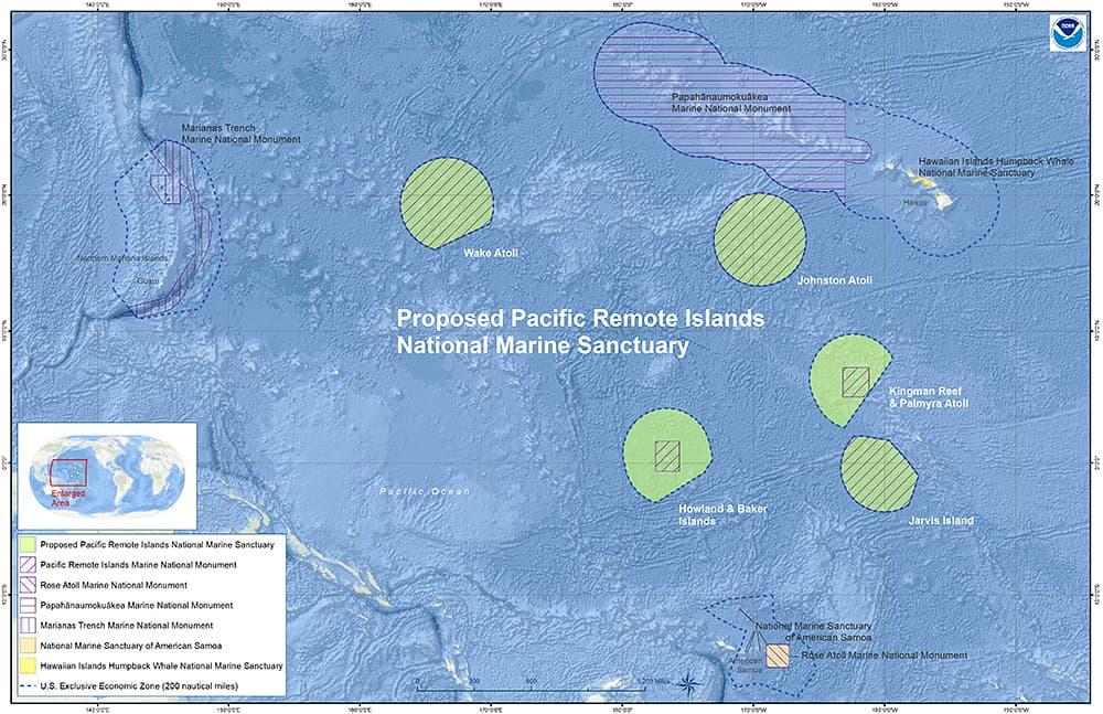 proposed pacific remote island national marine sanctuary map