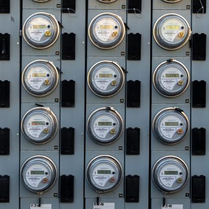 wall of utility meters