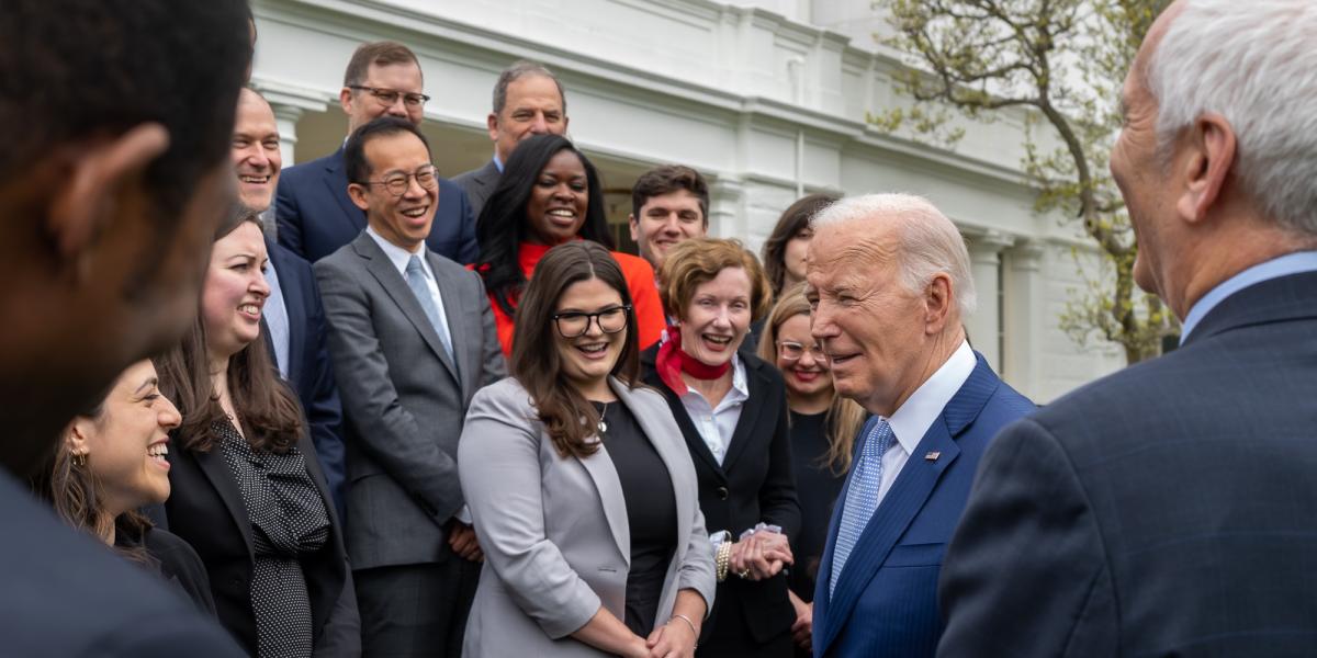 CEA in rose garden with president biden