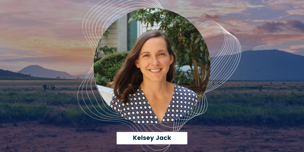 kelsey jack headshot with african mountains and savanna in the background