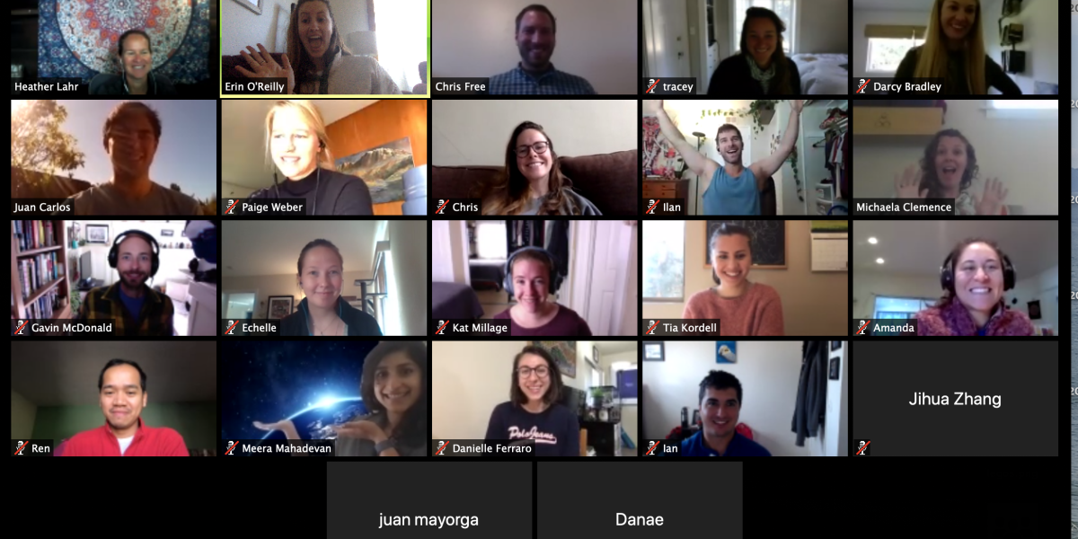 Screenshot of a team zoom call