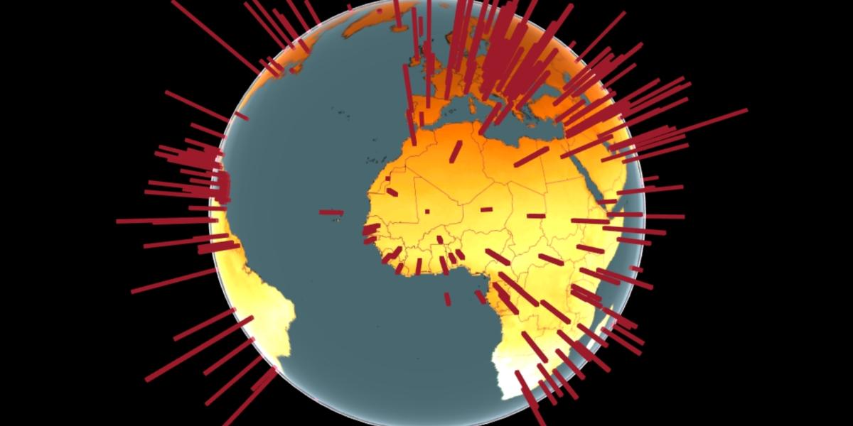 globe with red bars projecting out