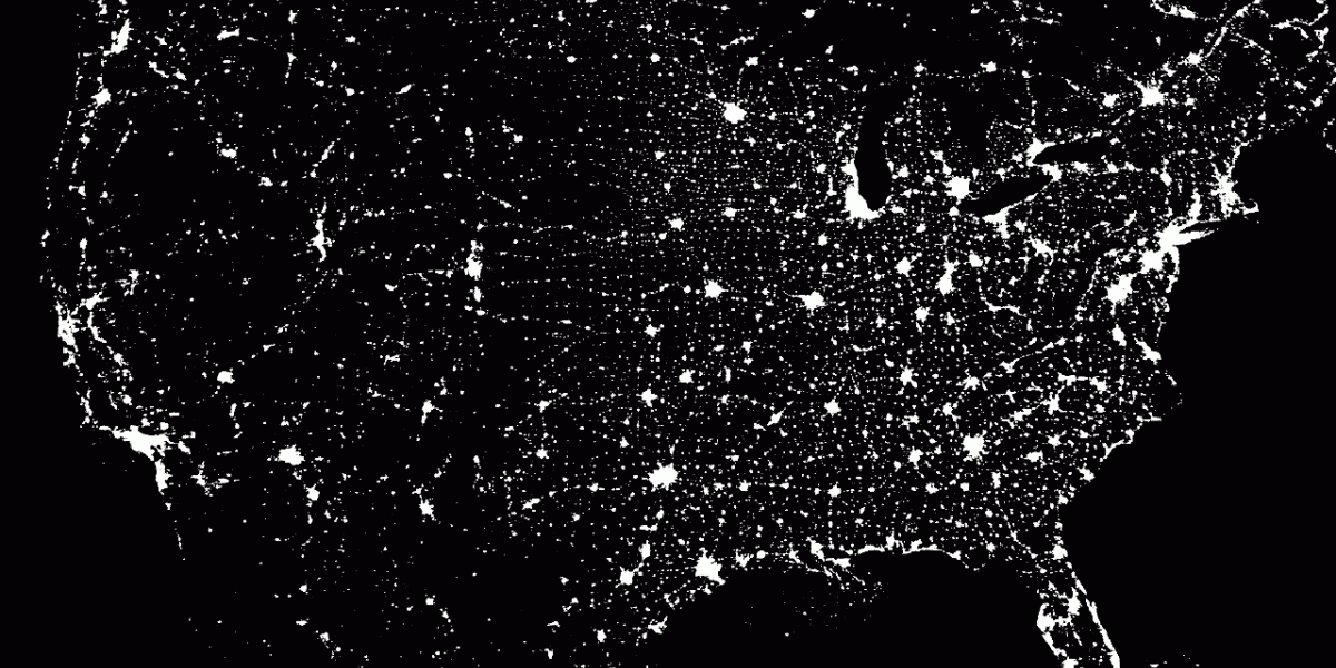 nightlight map of US