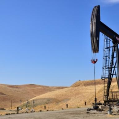A pumpjack brings oil to the surface in Bakersfield, California on a site leased from the Bureau of Land Management.