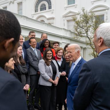 CEA in rose garden with president biden