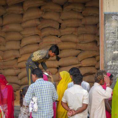 Fair price shops are part of India's Public Distribution System, which distributes food staples at a subsidized price to the poor.