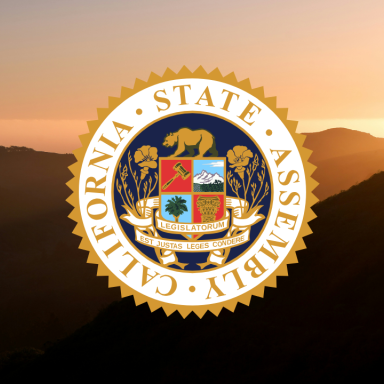 California state assembly photo overlaid sunset 