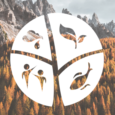 emlab logo over fall mountainscape