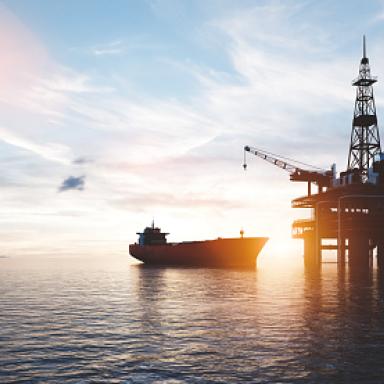 Oil rig in the ocean 