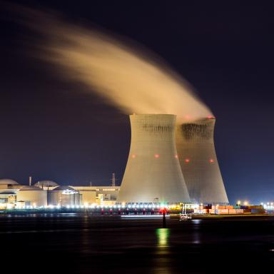 an image of nuclear power plant cooling towers