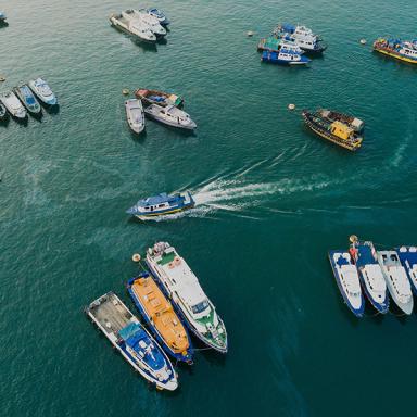 aerial of fishing boats